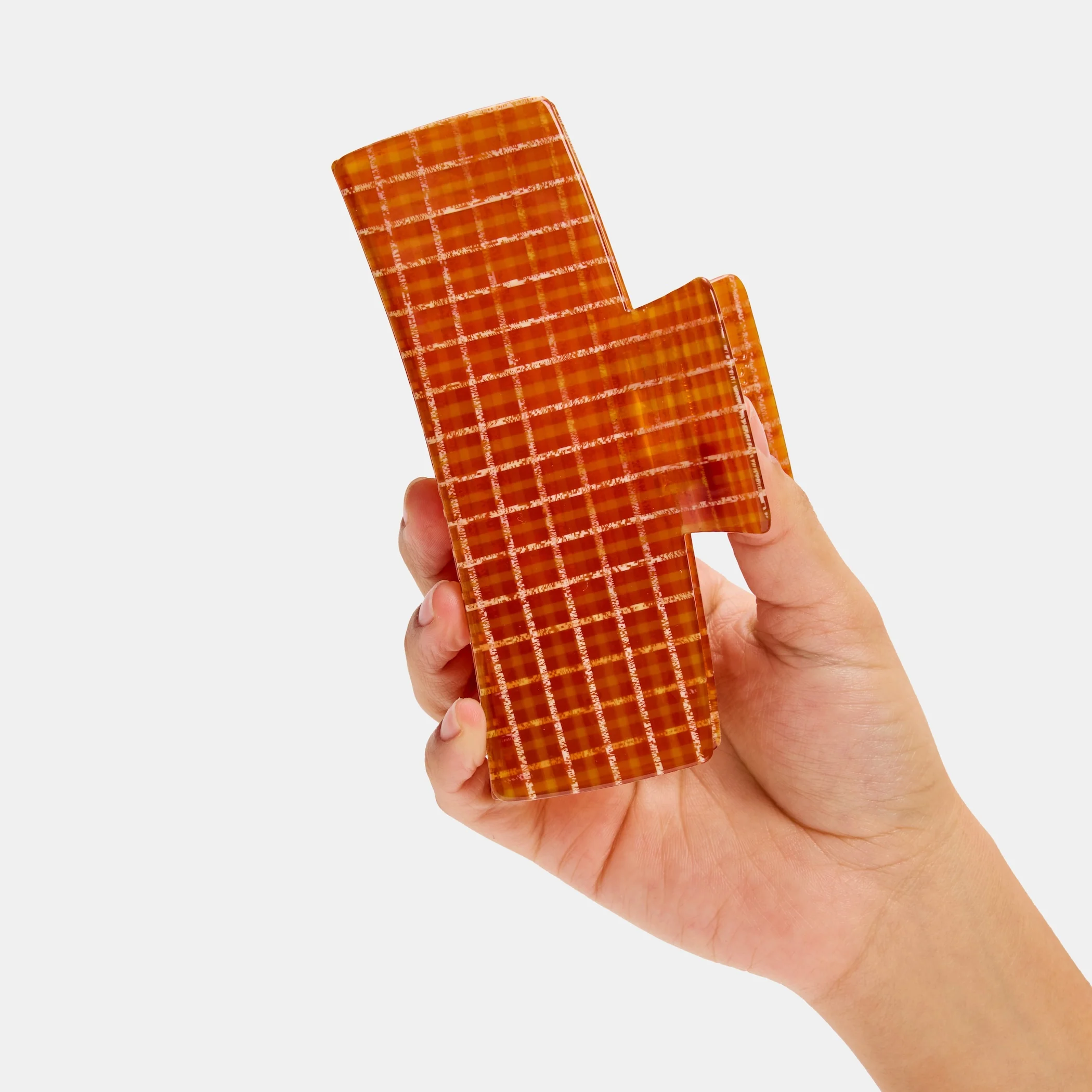 Jumbo Box Claw in Caramel Plaid - Image 3