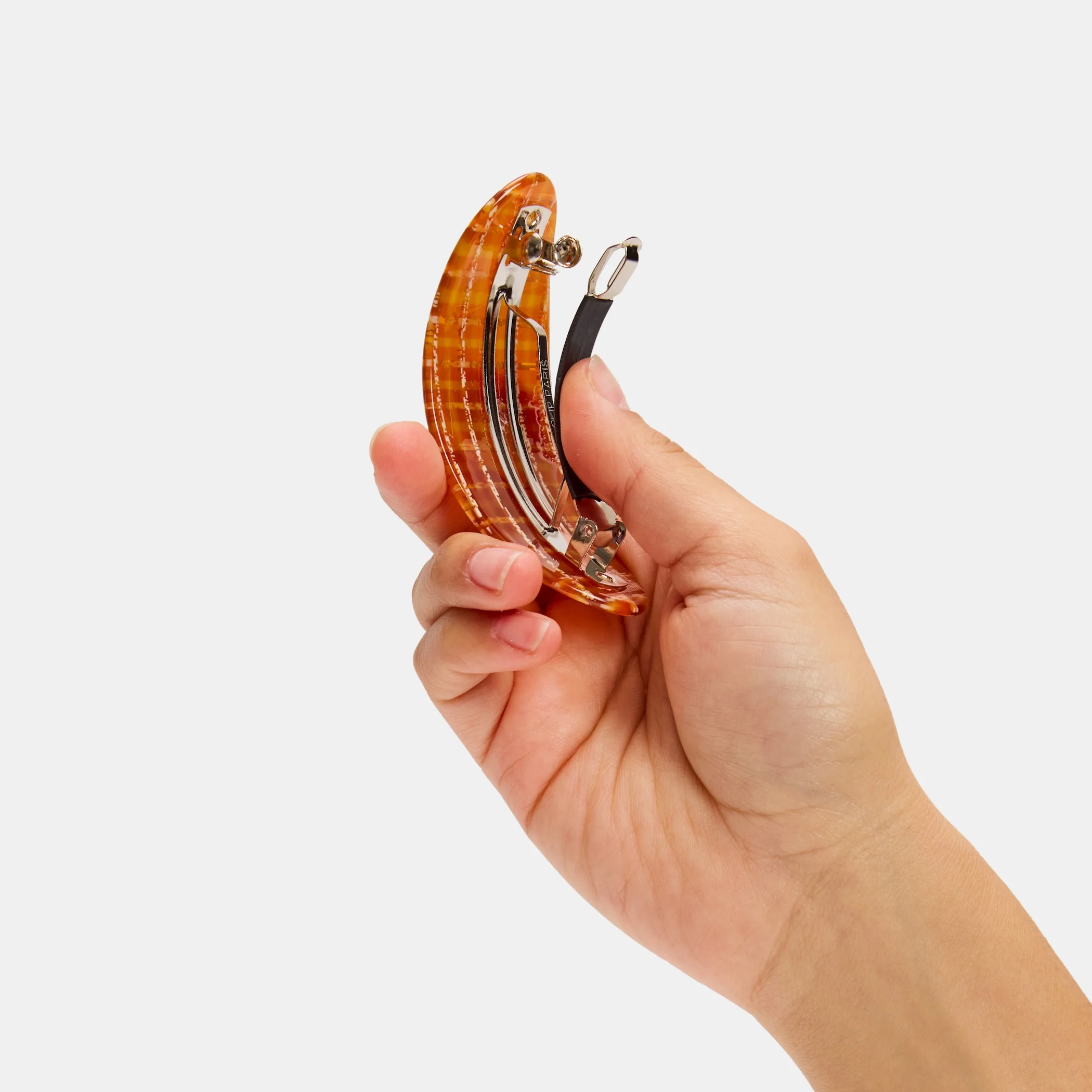 Oval Barrette in Caramel Plaid - Image 4