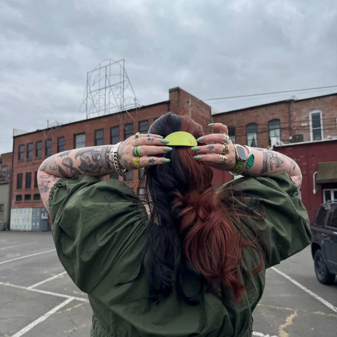 Oval Barrette in Lime - Image 3